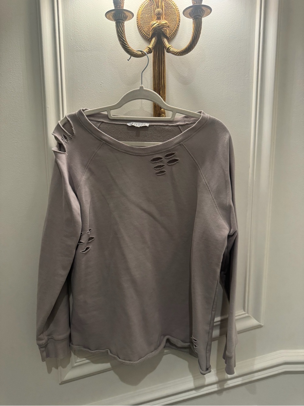 Cezele Distressed Crewneck Sweatshirt - Taupe